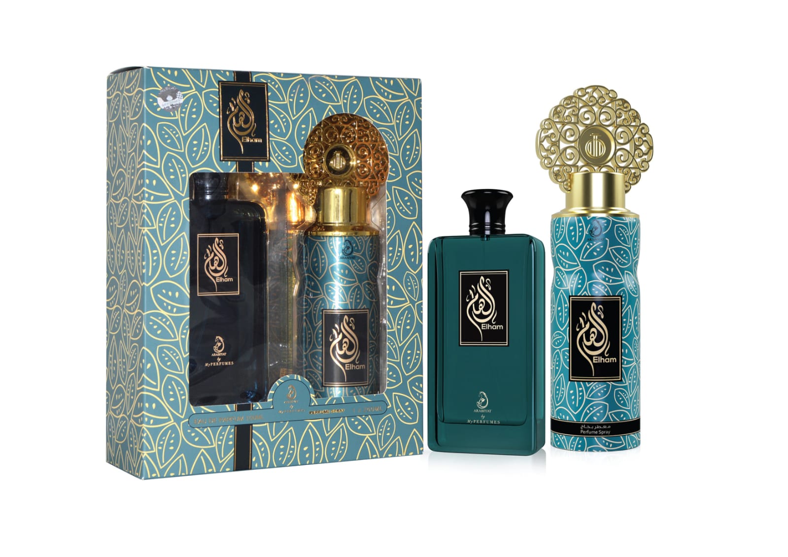 GIFT SET ELHAM PERFUME 100ML + PERFUME SPRAY 200ML- ARABIYAT - DOZEN (12 pieces)