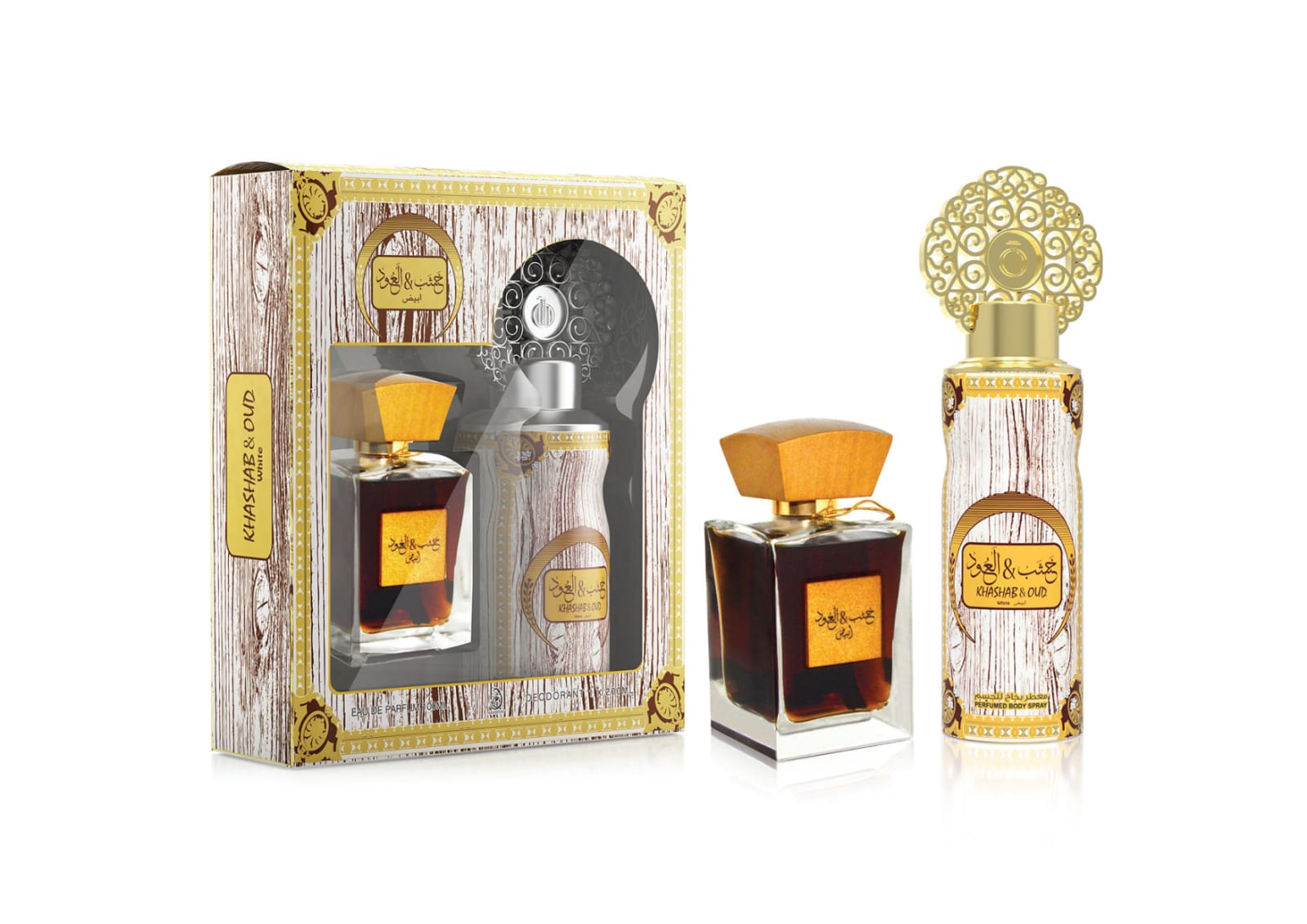 GIFT SET KHASHAB AND OUD PERFUME 100ML + PERFUME SPRAY 200ML- ARABIYAT - DOZEN (12 pieces)