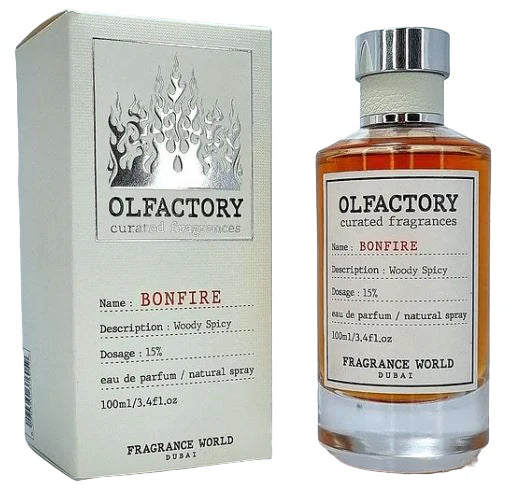 OLFACTORY BONFIRE 100ML - FRAGRANCE WORLD  - DOZEN (12 Pieces)