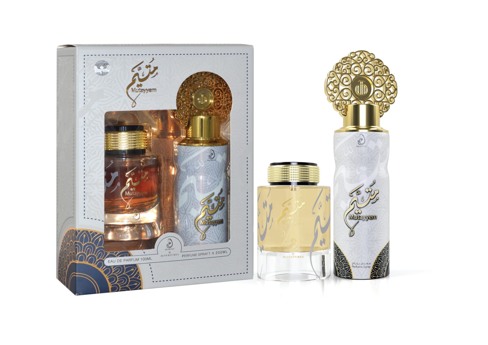 GIFT SET MUTAYYEM PERFUME 100ML + PERFUME SPRAY 200ML- ARABIYAT - DOZEN (12 pieces)